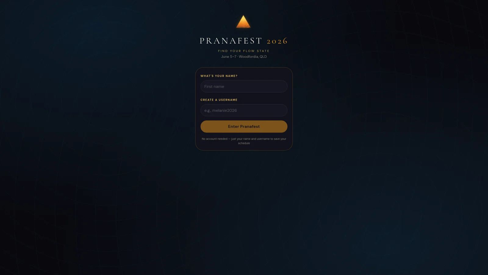 Pranaflow festival companion homepage
